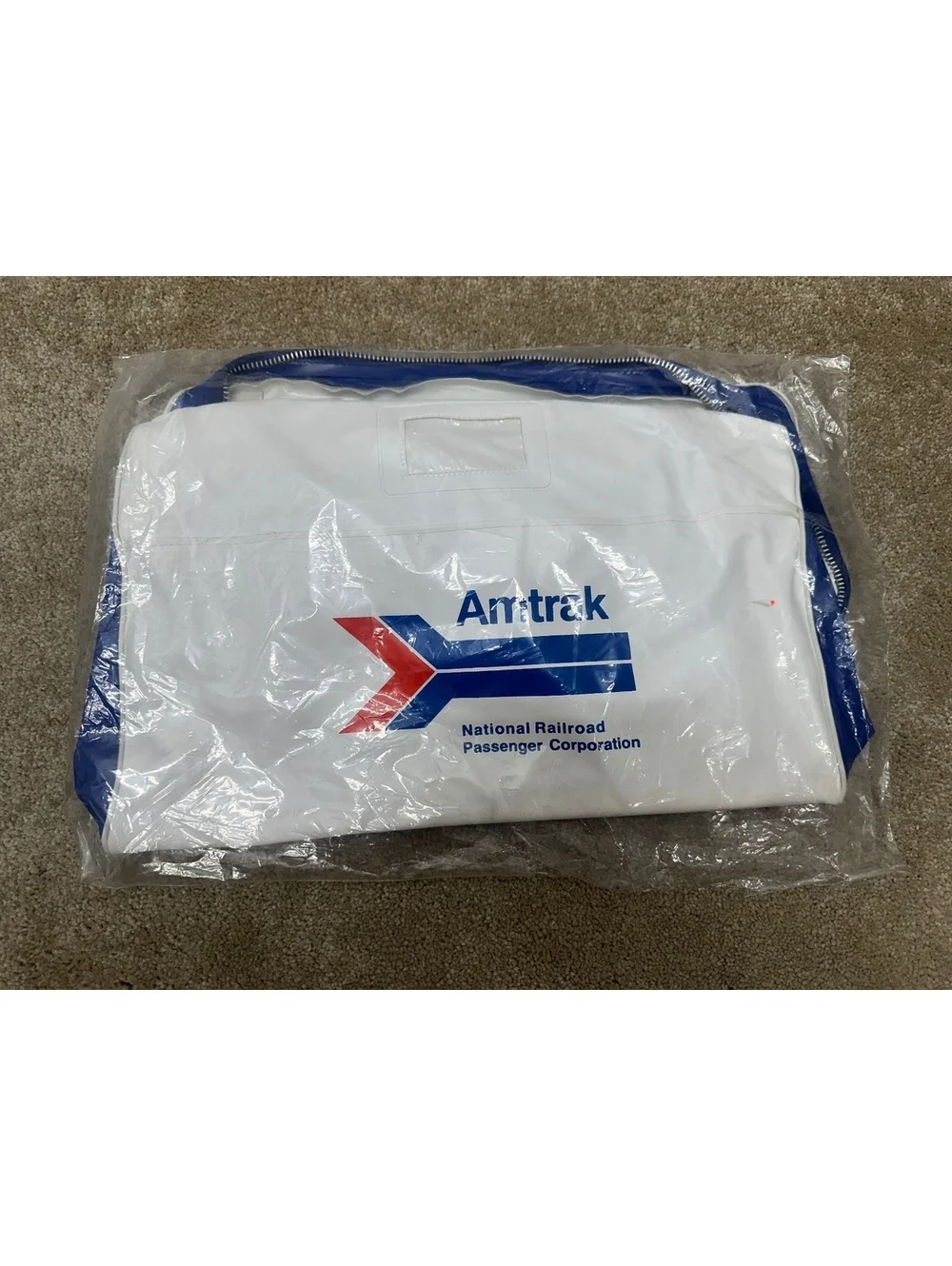 Vtg New Amtrak Carryon Travel Bag Tote Sealed Railroad Train Vinyl